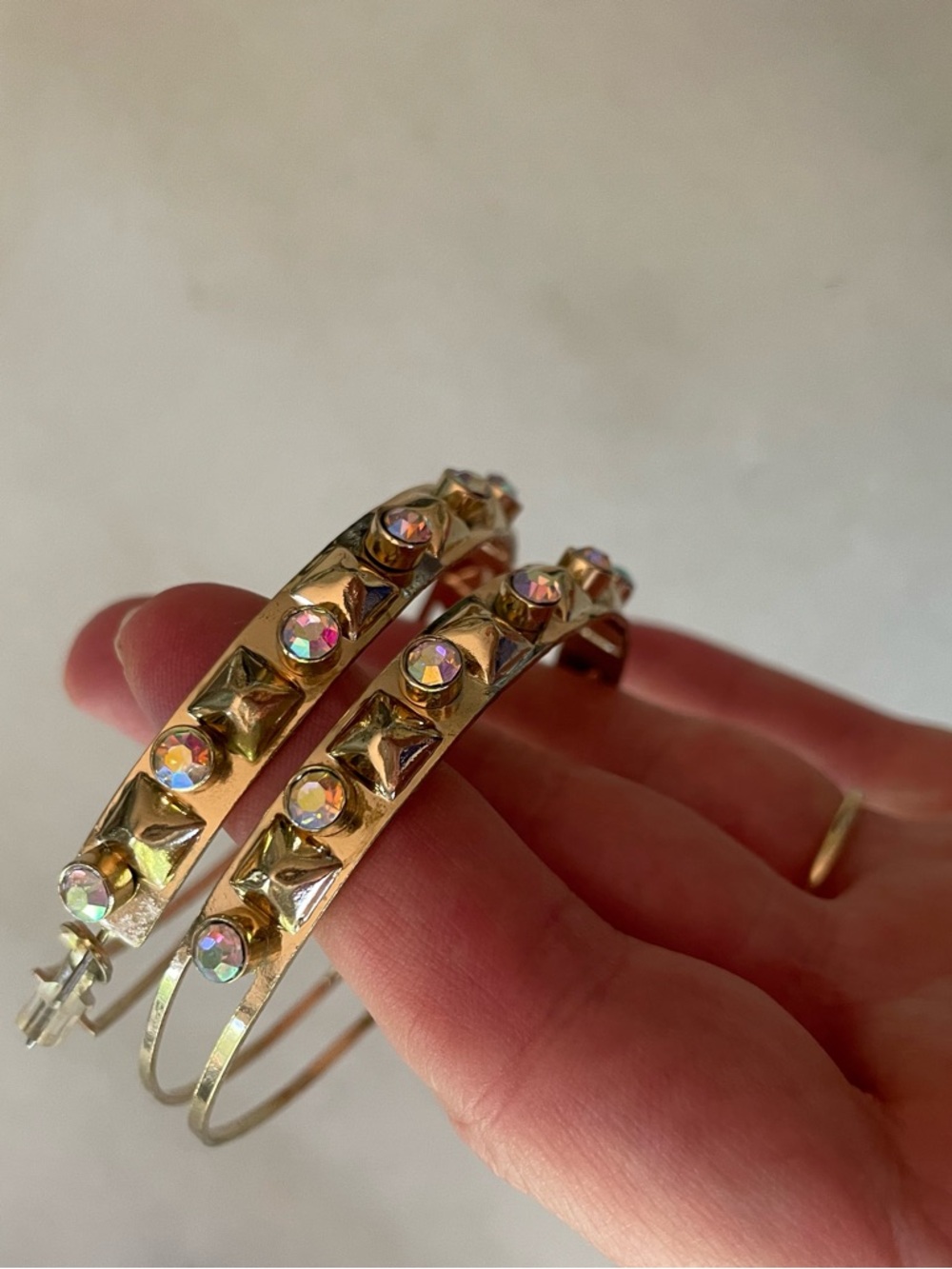 Gold Crystal Stud Hoop Earrings - Women Jewelry